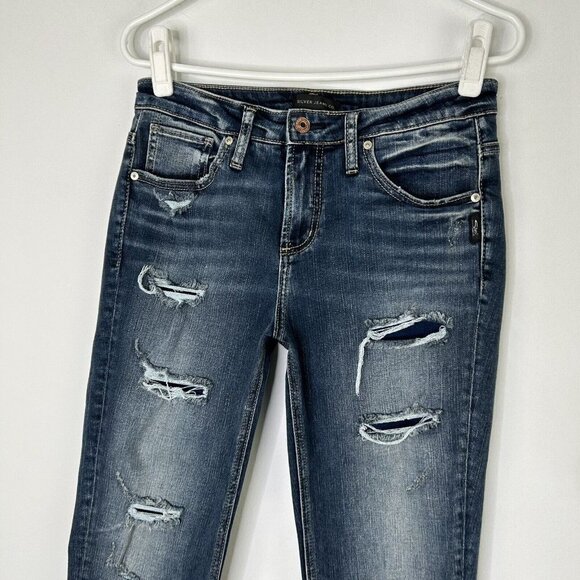 Silver Beau Slim Leg Jeans Womens Size 27 Mid Rise Ankle - Picture 2 of 12
